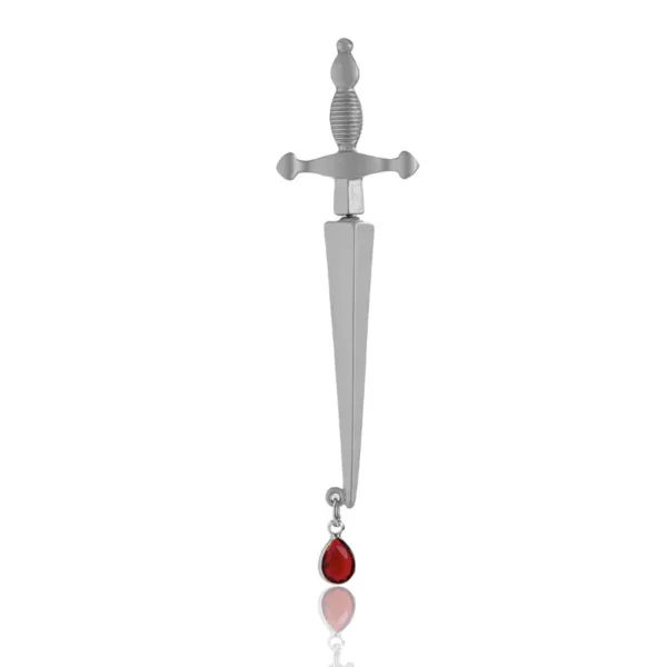 Hip Hop Personality Red Water Drop Large Cross Earrings Long Sword Handle Gold Earrings Statement Earrings - Image 5