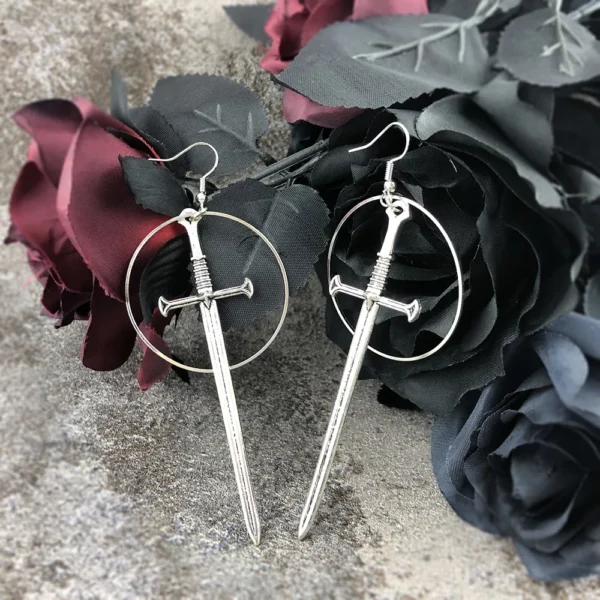 Gothic sword earrings #001