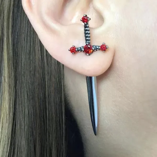 Gothic sword earrings #002 - Image 4