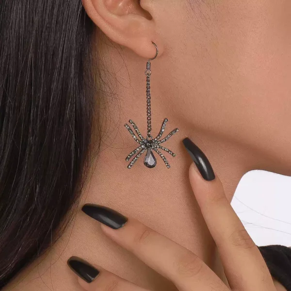 Trendy dark spider dangle earrings #002 - Image 5