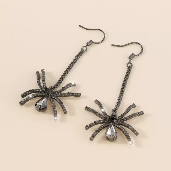 Trendy dark spider dangle earrings #002 - Image 4