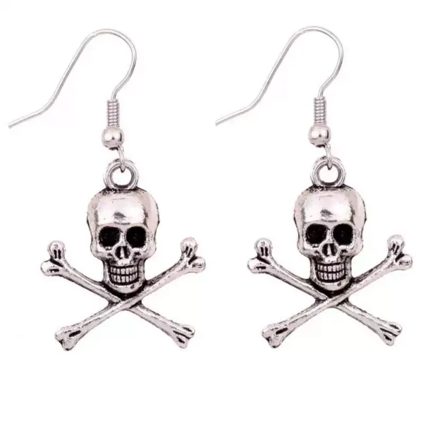 Dark pirate-themed punk skull earrings #002 - Image 5