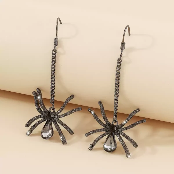 Trendy dark spider dangle earrings #002 - Image 3