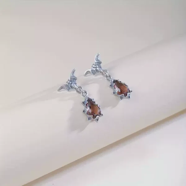 Dark Gothic style bat teardrop earrings #003 - Image 3