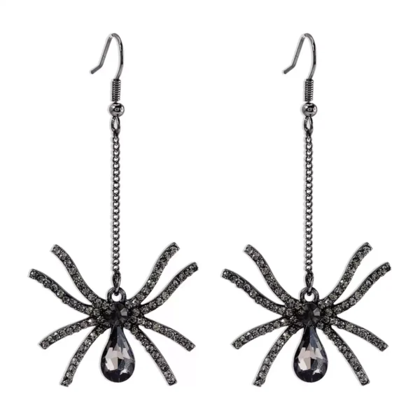 Trendy dark spider dangle earrings #002