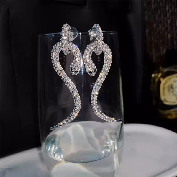 Silver S-shaped snake earrings #001