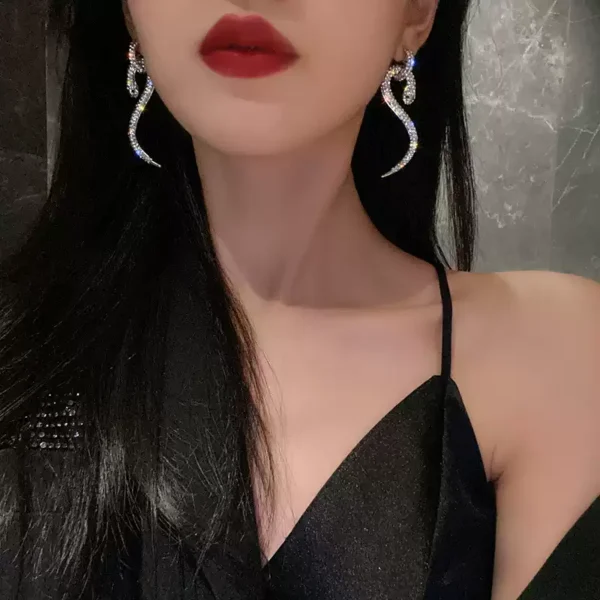 Silver S-shaped snake earrings #001 - Image 2