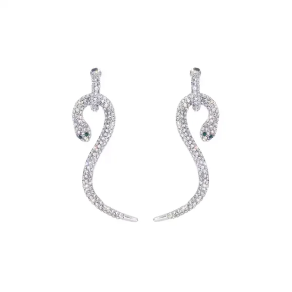 Silver S-shaped snake earrings #001 - Image 3