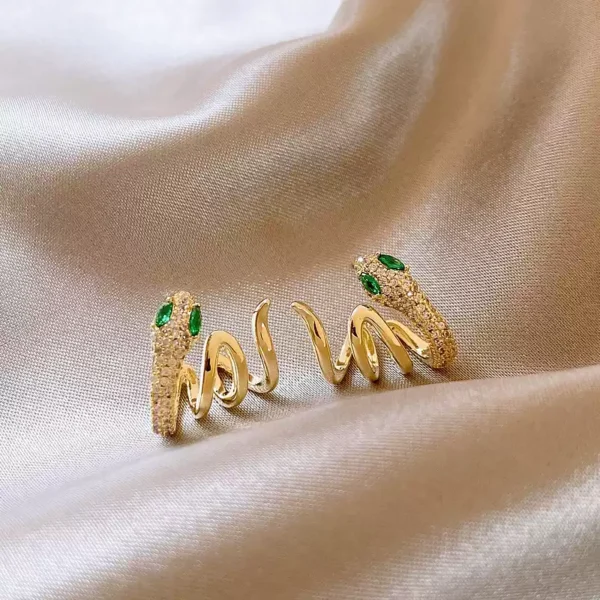 Gold minimalist snake-shaped earrings #003