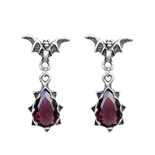 Dark Gothic style bat teardrop earrings #003