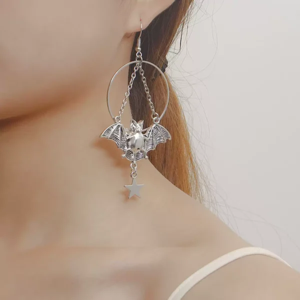 Geometric bat pendant earrings #008 - Image 2