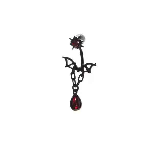 Red blood drop & Gothic bat earrings #009 - Image 3