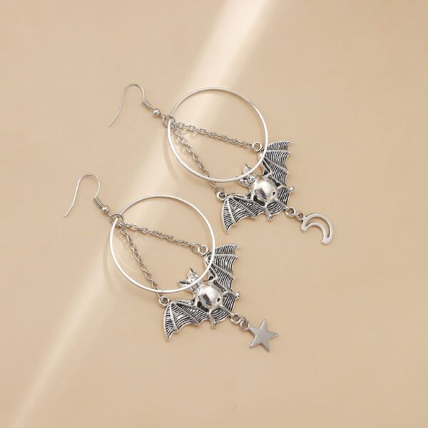 Geometric bat pendant earrings #008 - Image 4