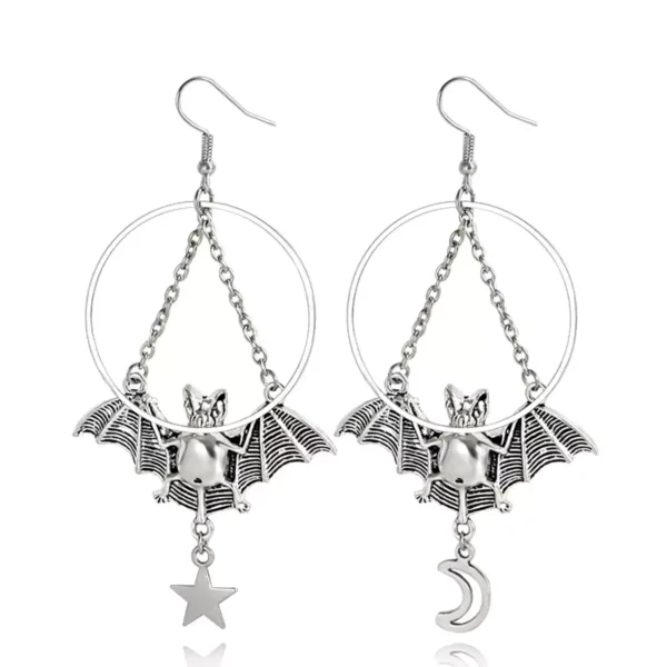 Geometric bat pendant earrings #008 - Image 3