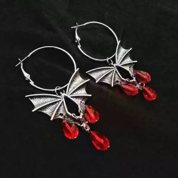 Red vampire bat blood crystal earrings #007 - Image 6