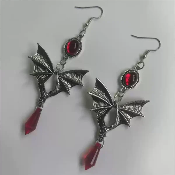 Vintage gothic black rose earrings #005 - Image 2
