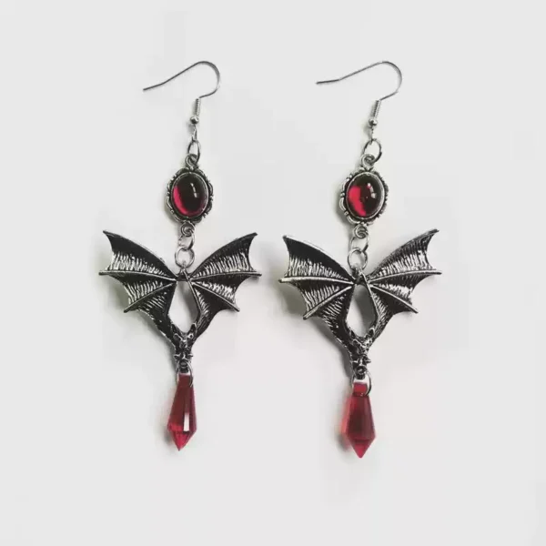 Vintage gothic black rose earrings #005 - Image 3