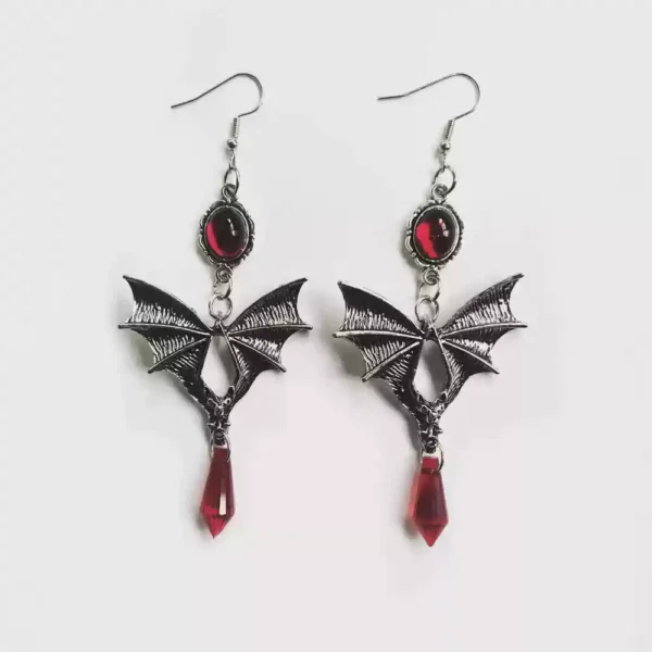 Vintage gothic black rose earrings #005